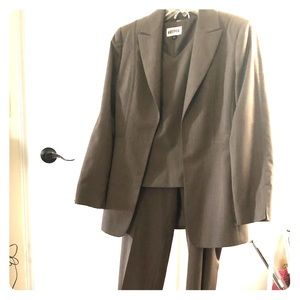 3 piece mocha lined pant suit